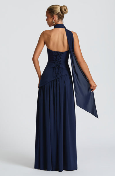 Marielle | Women's Evening Crepe Thigh Split Dress