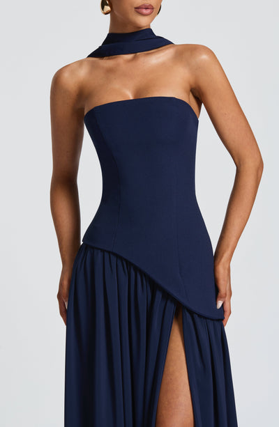 Marielle | Women's Evening Crepe Thigh Split Dress