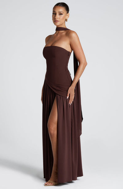 Marielle | Women's Evening Crepe Thigh Split Dress