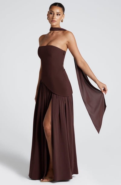 Marielle | Women's Evening Crepe Thigh Split Dress