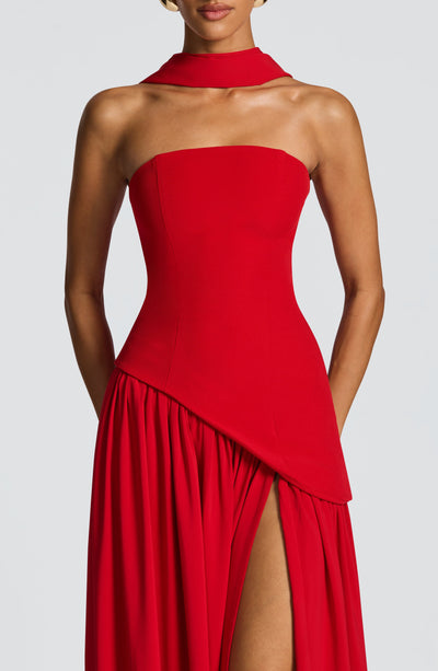 Marielle | Women's Evening Crepe Thigh Split Dress