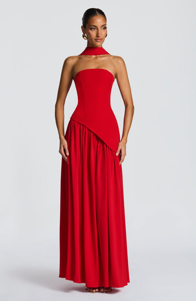 Marielle | Women's Evening Crepe Thigh Split Dress