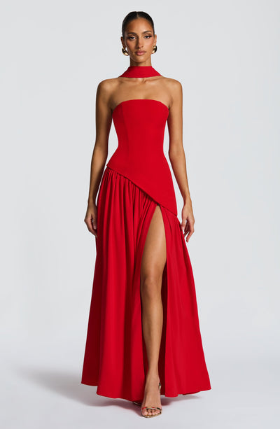 Marielle | Women's Evening Crepe Thigh Split Dress