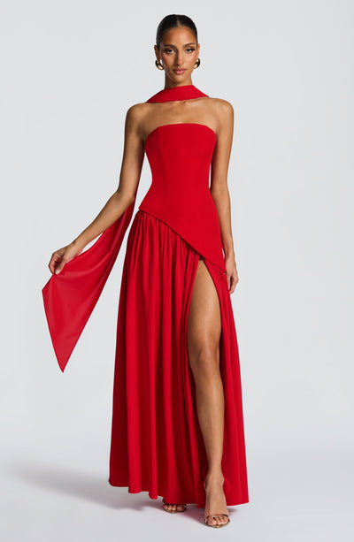 Marielle | Women's Evening Crepe Thigh Split Dress