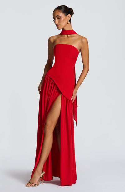 Marielle | Women's Evening Crepe Thigh Split Dress