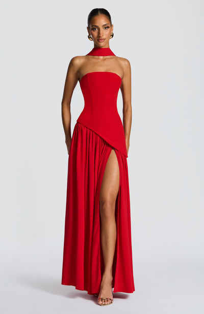Marielle | Women's Evening Crepe Thigh Split Dress