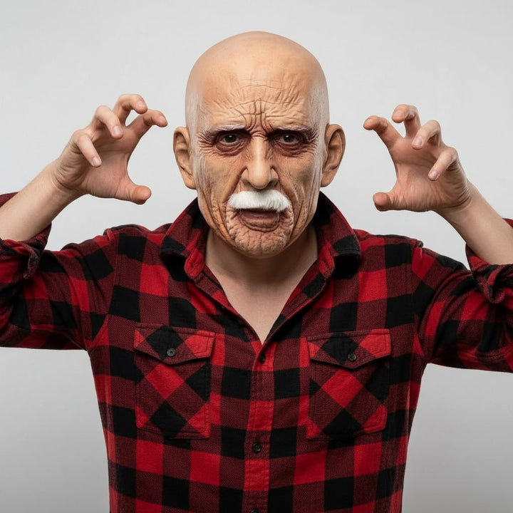 Men's Wrinkled Old Man Latex Full-Head Costume Mask for Halloween