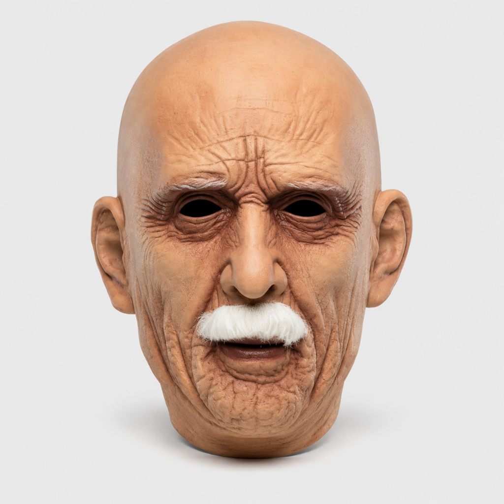 Men's Wrinkled Old Man Latex Full-Head Costume Mask for Halloween