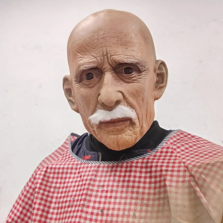 Men's Wrinkled Old Man Latex Full-Head Costume Mask for Halloween