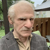 Men's Halloween Silicone Old Man Mask with Faux Hair for Costume Party.