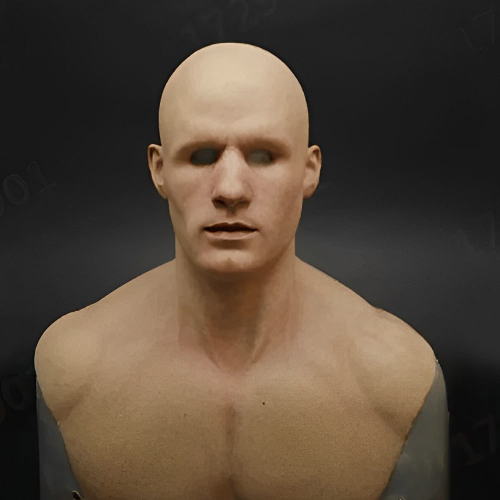 Men's Halloween Silicone Old Man Mask with Faux Hair for Costume Party.