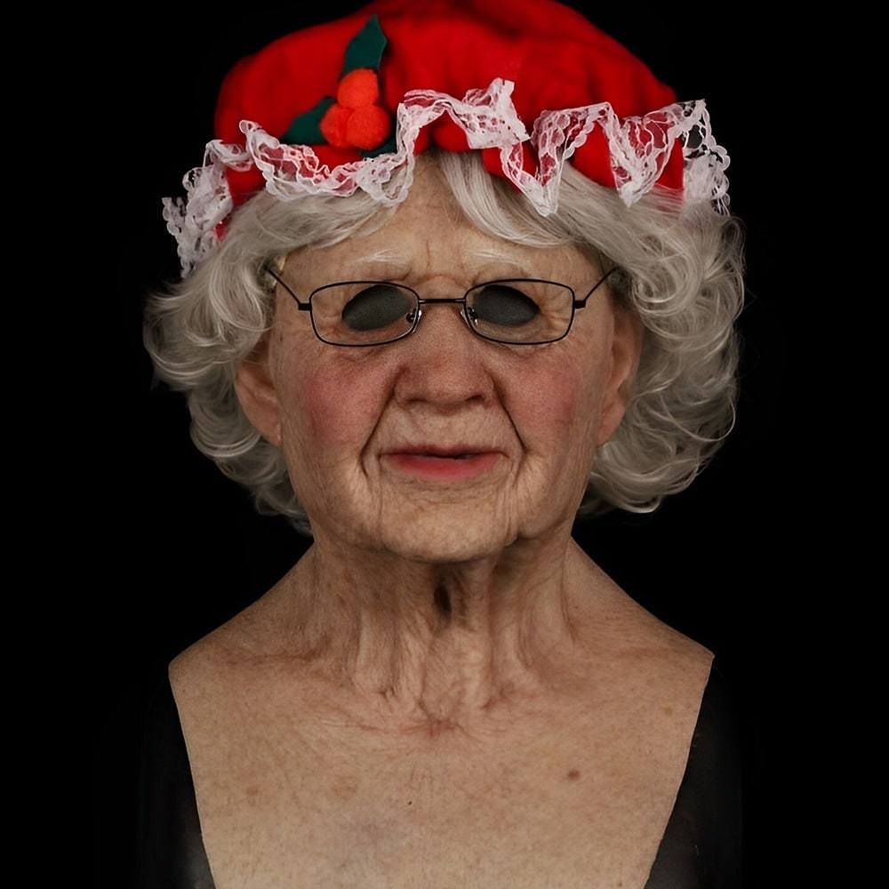 Men's Halloween Silicone Old Man Mask with Faux Hair for Costume Party.