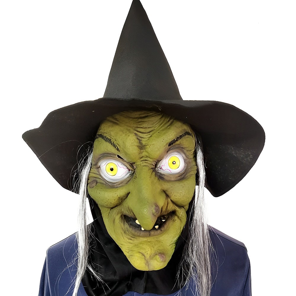 Men's Halloween Silicone Old Man Mask with Faux Hair for Costume Party.