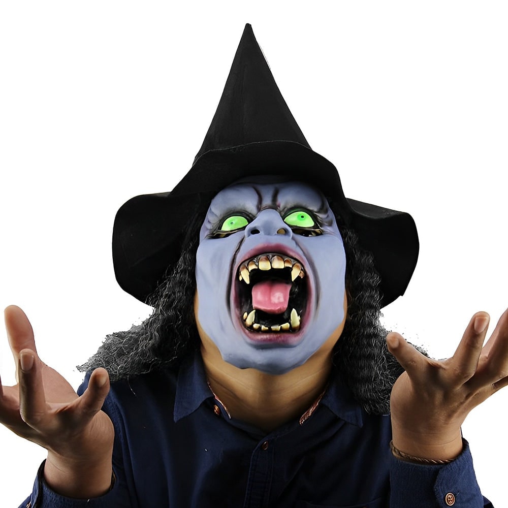Men's Halloween Silicone Old Man Mask with Faux Hair for Costume Party.