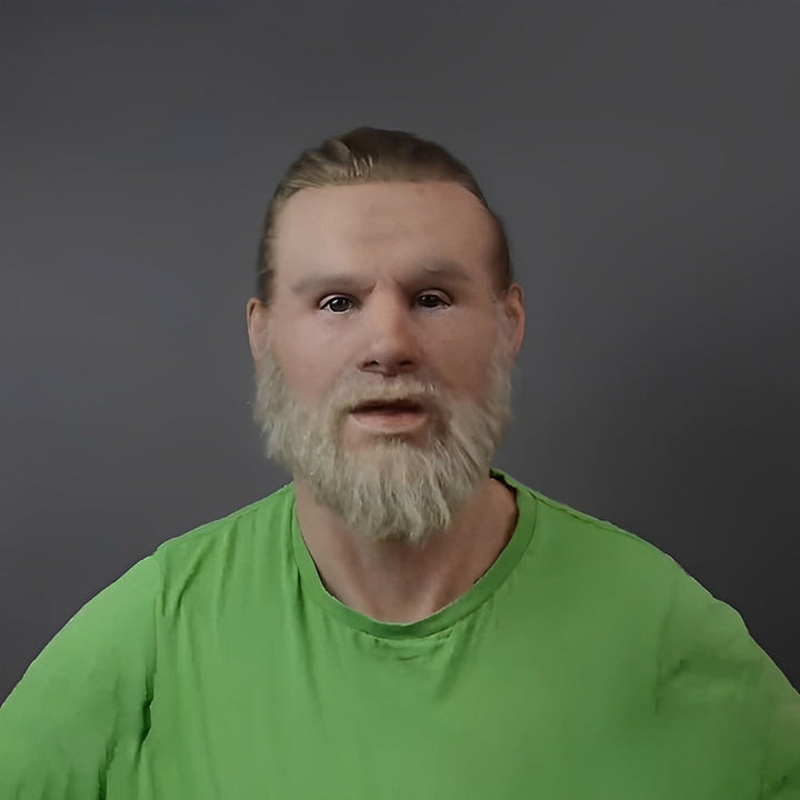 Men's Halloween Silicone Old Man Mask with Faux Hair for Costume Party.