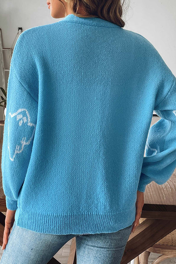 Women's Halloween Cardigan Button Knit Sweater Oversized