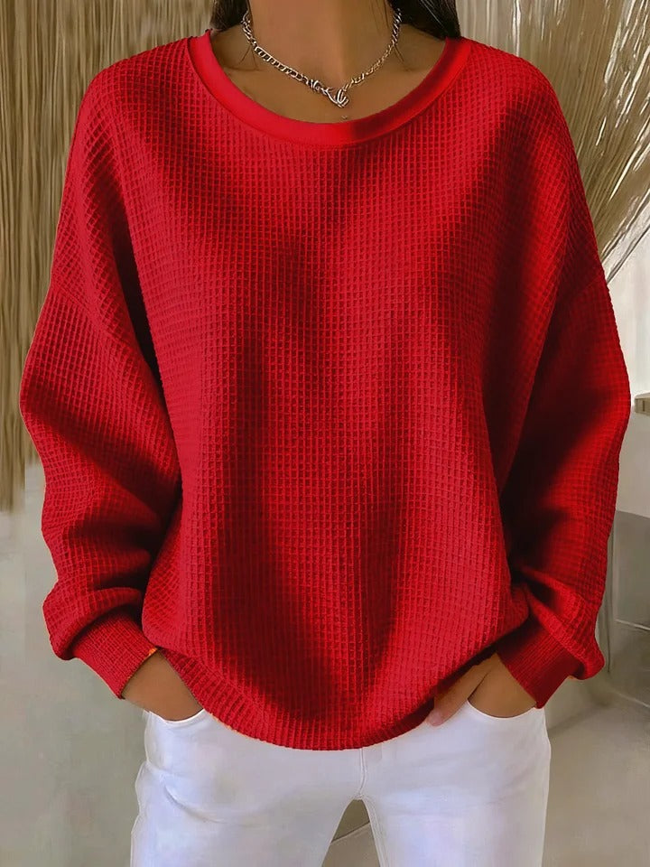 Scarlet Cozy Waffle Knit Sweater