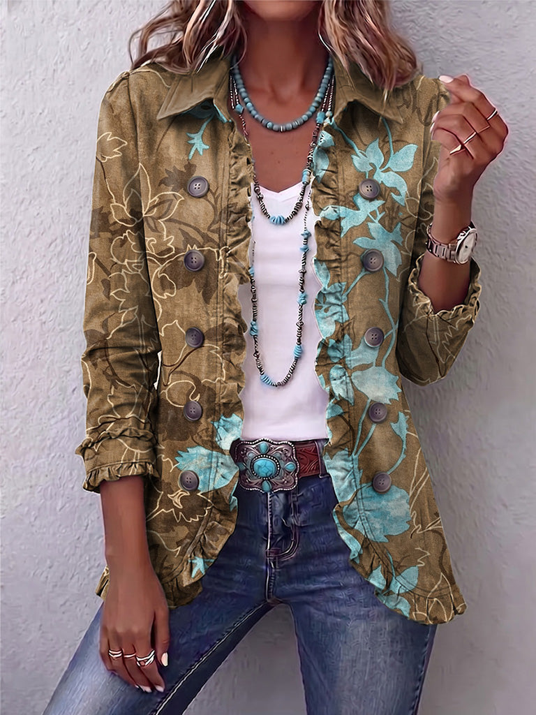 Salud | Ruffled Floral Layering Jacket