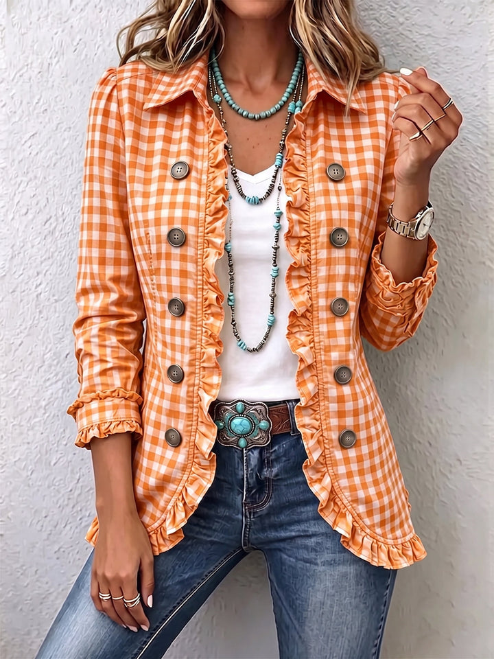 Purification | Gingham Check Jacket with Ruffles