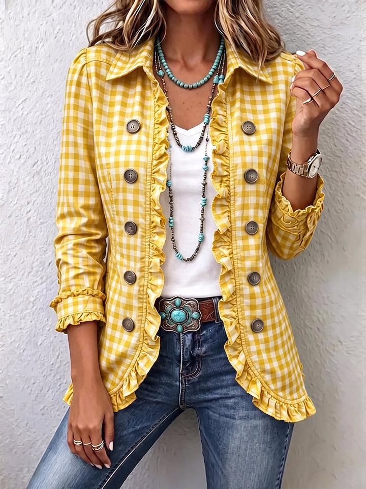 Purification | Gingham Check Jacket with Ruffles