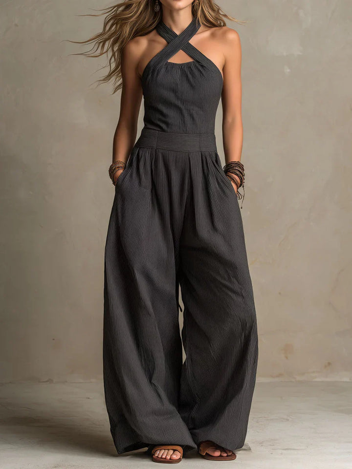 SLOWE ™ | Designer jumpsuit with crossover neckline