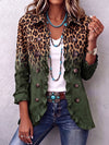 Ramona | Green Leopard Print Blazer Jacket with Ruffles