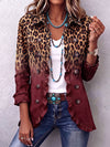 Tomasa | Burgundy Leopard Blazer Jacket with Ruffles