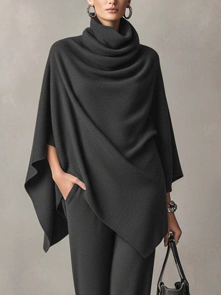 Quintina | Women's Draped Cowl Neck Matching Set | Wide-Leg Pants