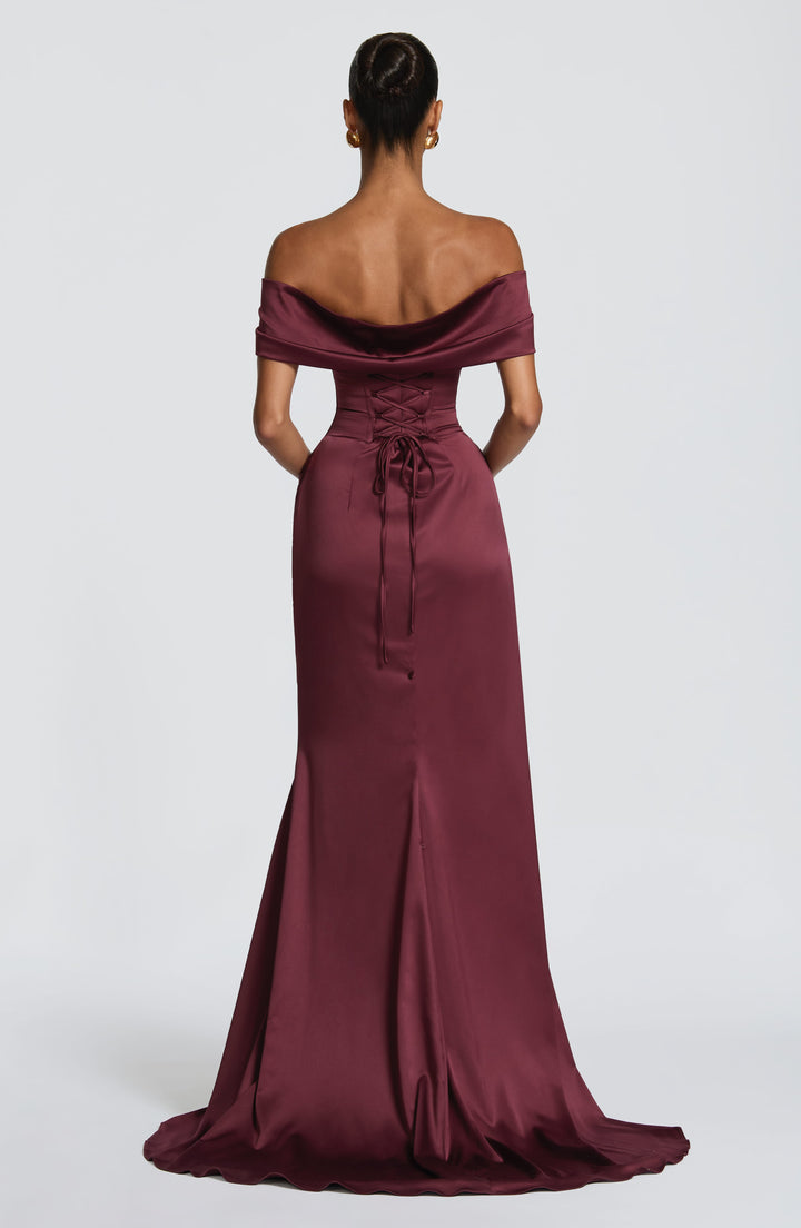 Seraphina | Women's Satin Bardot Evening Gown