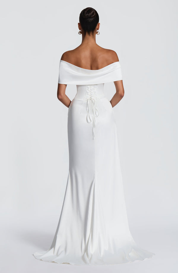 Seraphina | Women's Satin Bardot Evening Gown