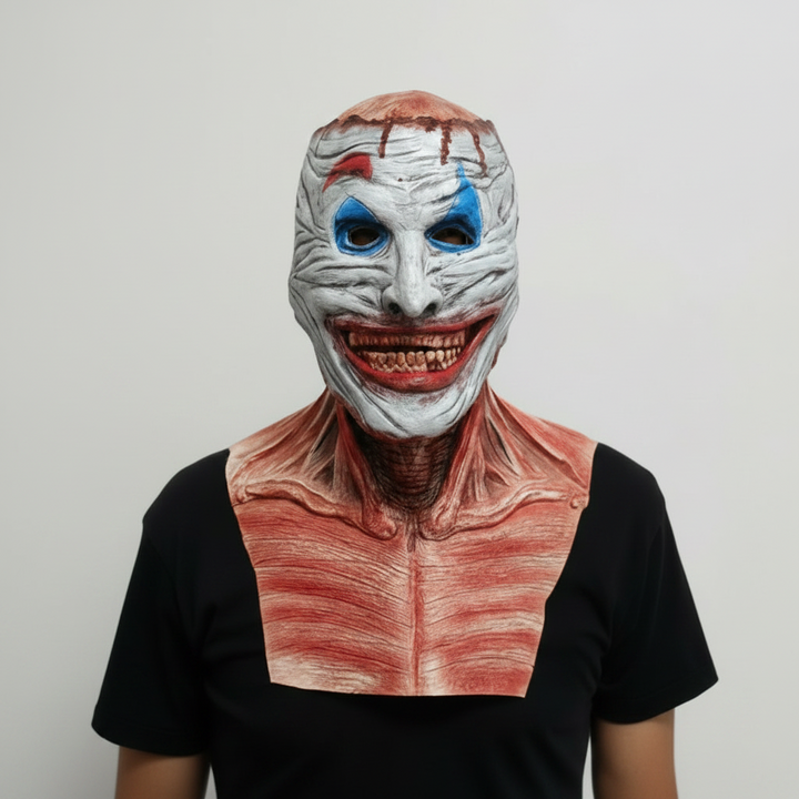 Dual-Layer Peel-Off Clown and Skull Latex Halloween Mask