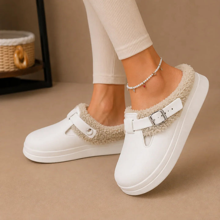 Mabel | Women's Fleece-Lined Clogs | Buckle Strap