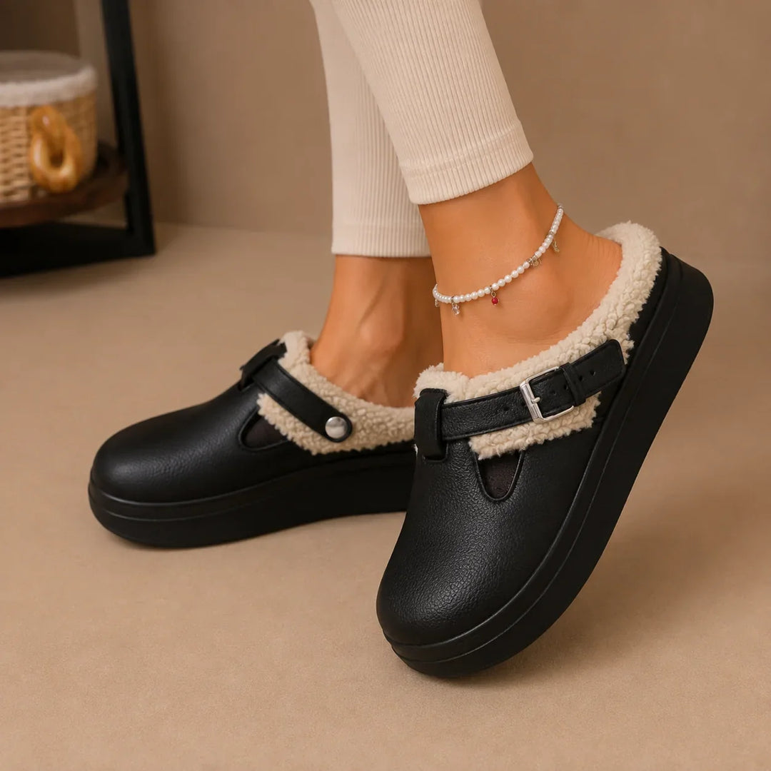 Mabel | Women's Fleece-Lined Clogs | Buckle Strap