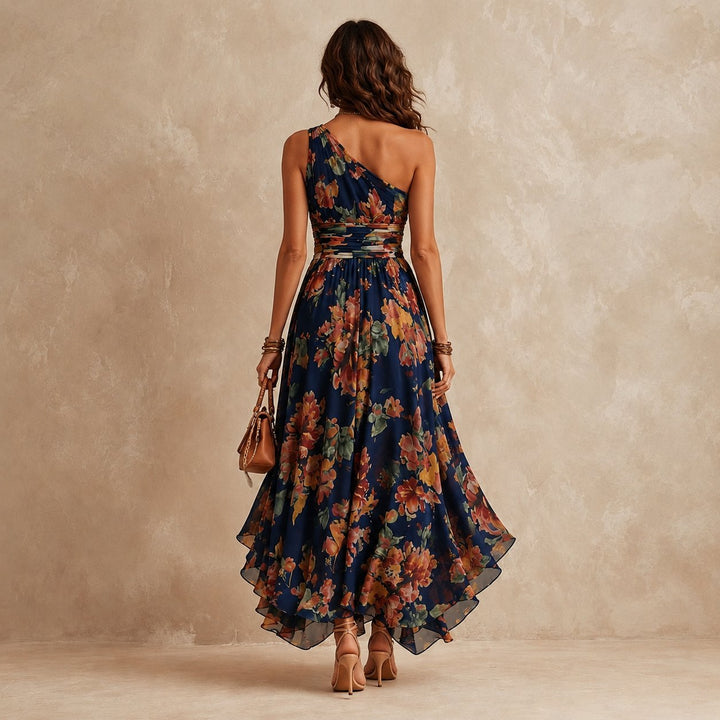 Flora | Women's Floral One-Shoulder Dress | Maxi