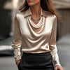 Tierney | Women's Satin Cowl Neck Blouse | Long Sleeve