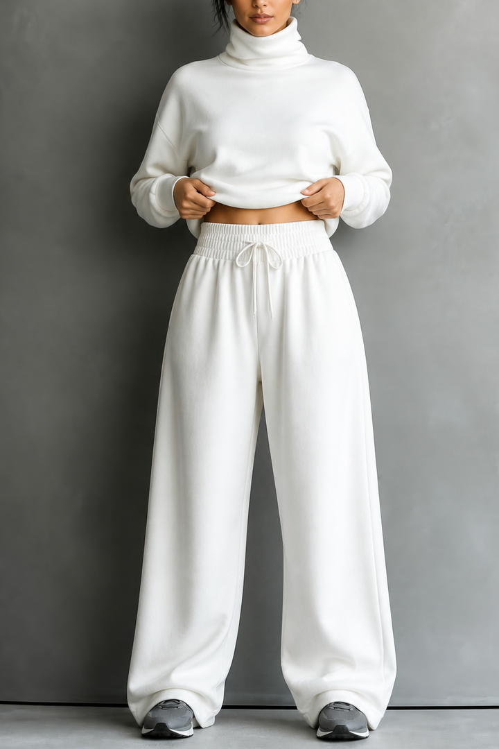 Wearbella | Women's Turtleneck Matching Set | Wide-Leg Pants