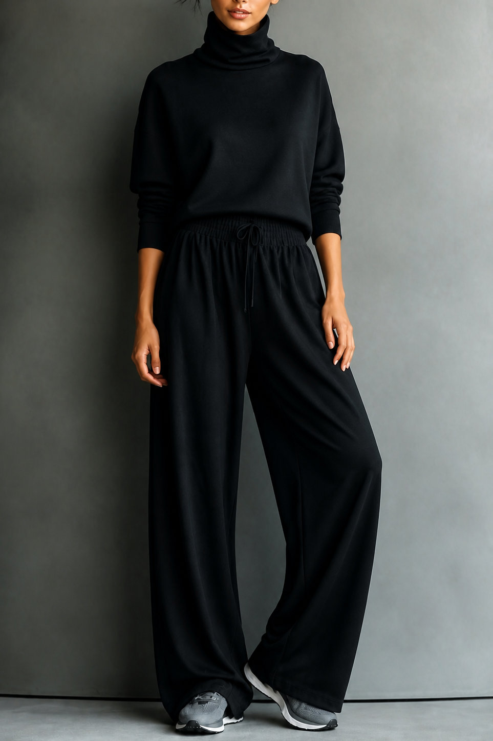 Wearbella | Women's Turtleneck Matching Set | Wide-Leg Pants