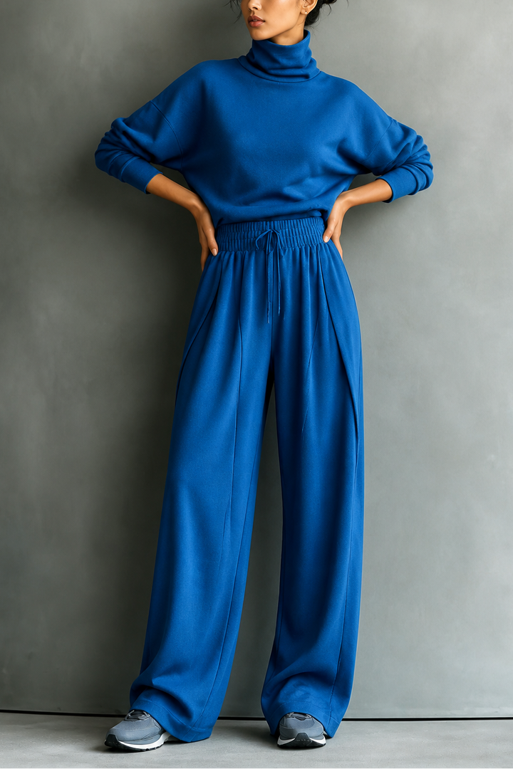 Wearbella | Women's Turtleneck Matching Set | Wide-Leg Pants