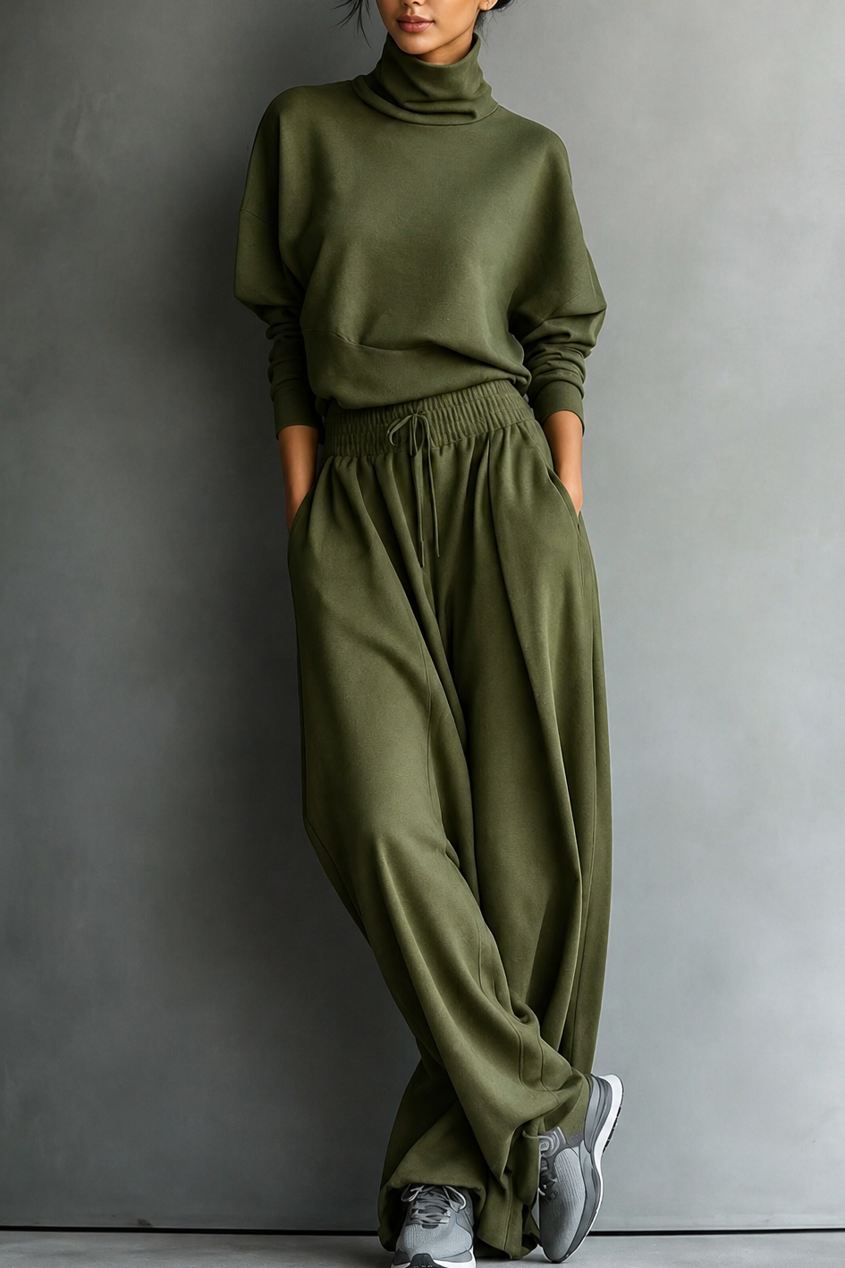 Wearbella | Women's Turtleneck Matching Set | Wide-Leg Pants