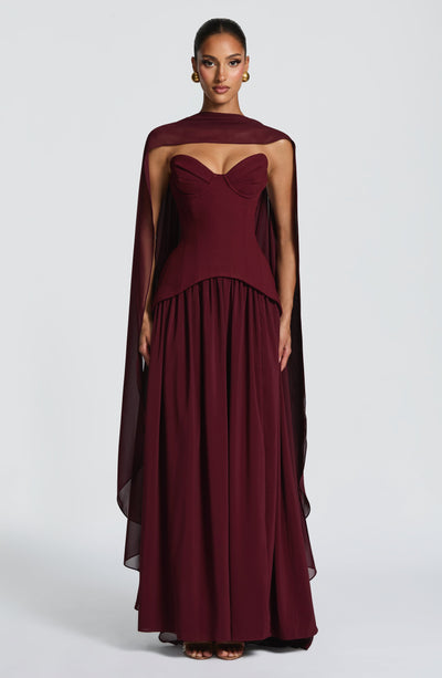 Juliette | Women's Evening Crepe Corset Maxi Dress
