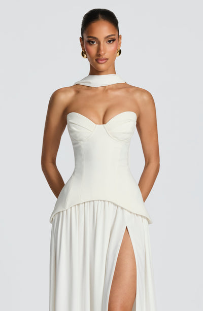 Juliette | Women's Evening Crepe Corset Maxi Dress