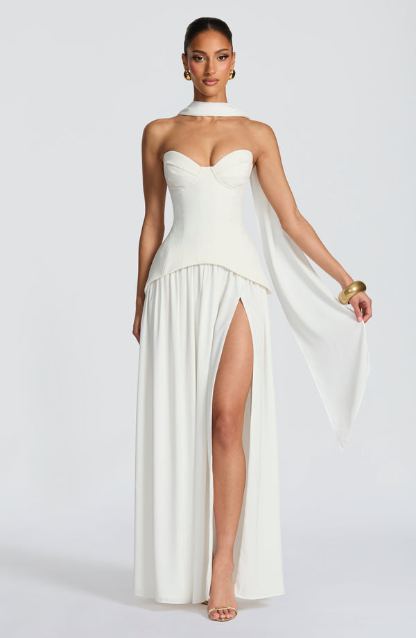 Juliette | Women's Evening Crepe Corset Maxi Dress