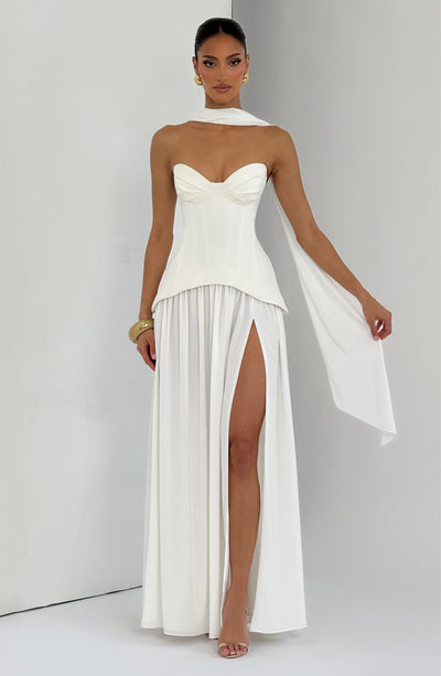 Juliette | Women's Evening Crepe Corset Maxi Dress
