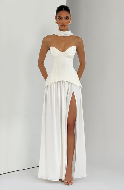 Juliette | Women's Evening Crepe Corset Maxi Dress