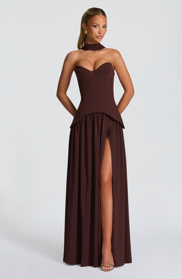 Juliette | Women's Evening Crepe Corset Maxi Dress