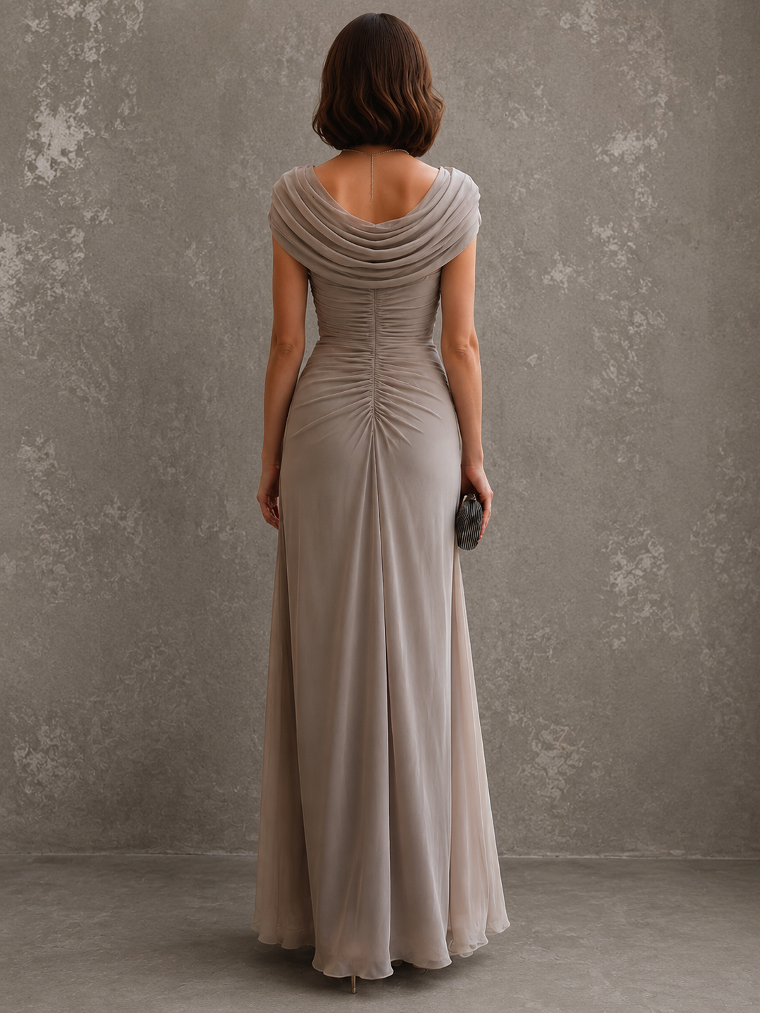 Golden Hill | Women's Wedding Guest Draped Neck Dress | Sleeveless Ruched Maxi