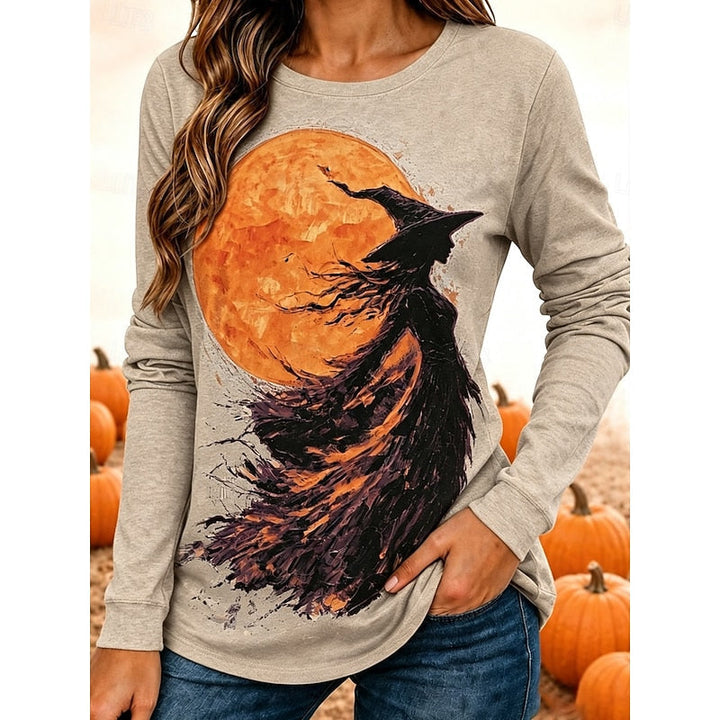 Women's Halloween Witch Graphic Long-Sleeve Top