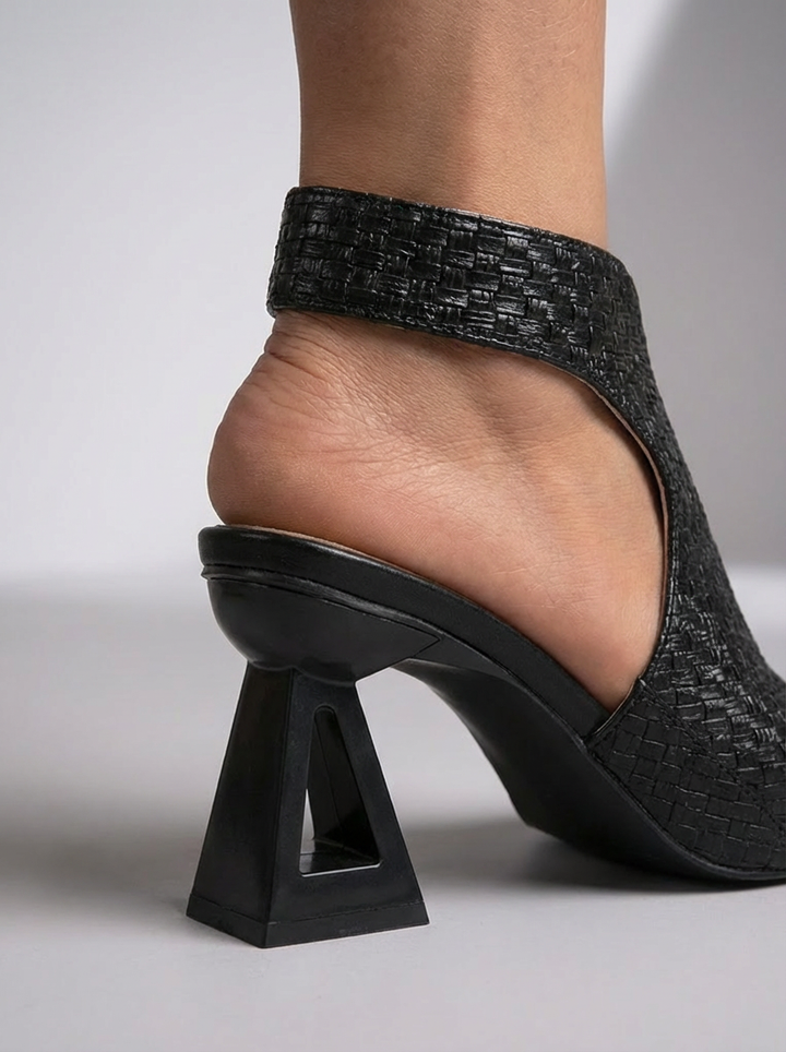 Graciela | Elegant Braided Sandal with Geometric Heel